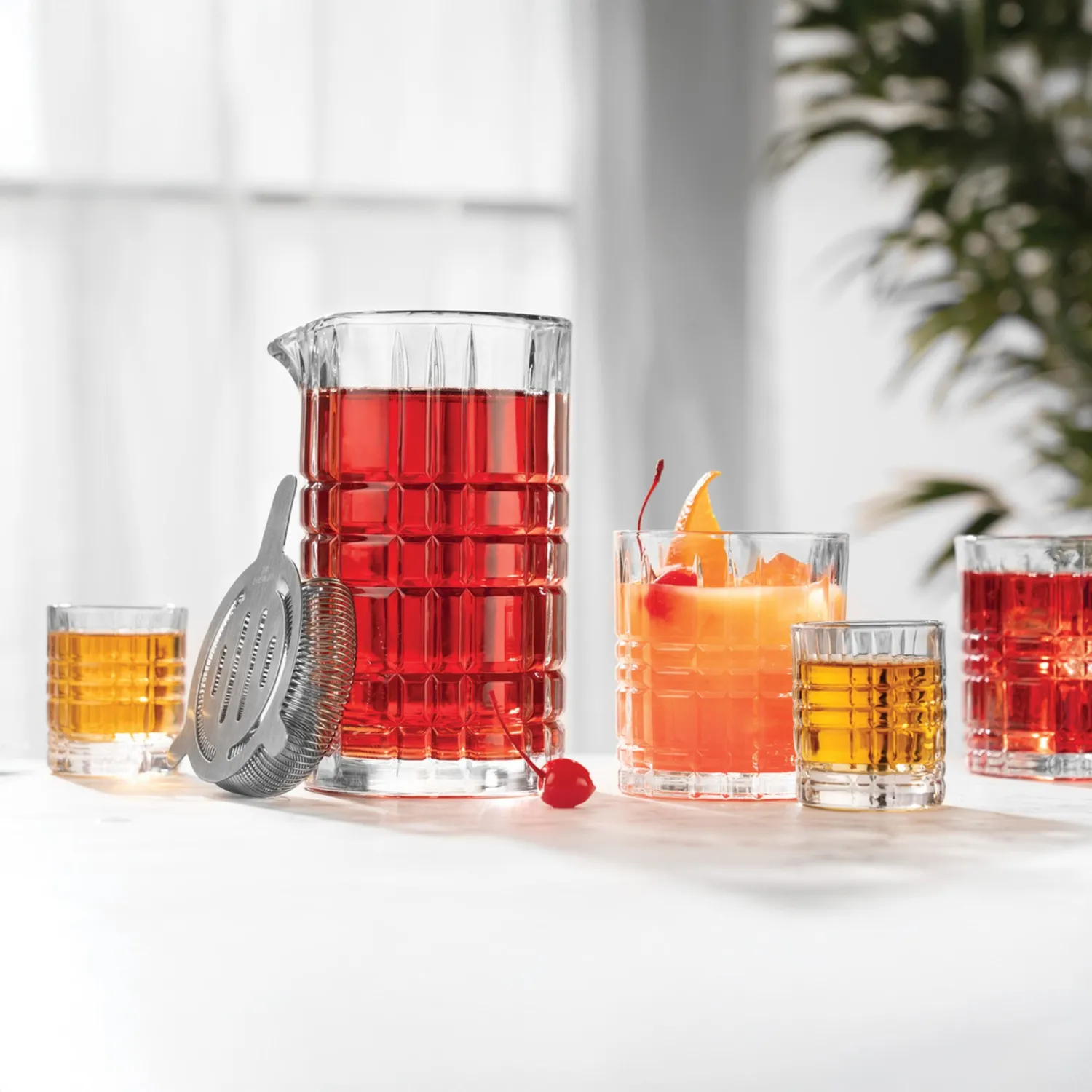 Godinger Whiskey & Rye Plaid cocktailsæt 6 dele krystal