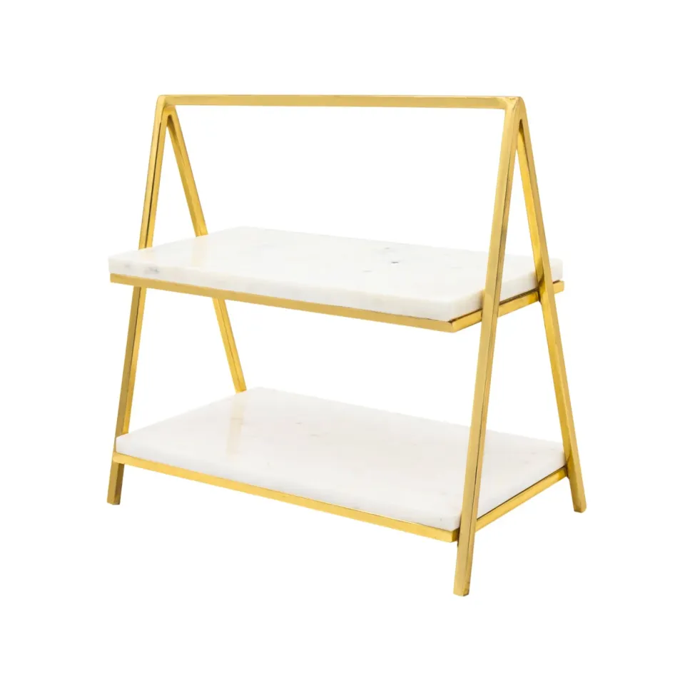 Godinger Doux etagere 2 etager hvid marmor guld