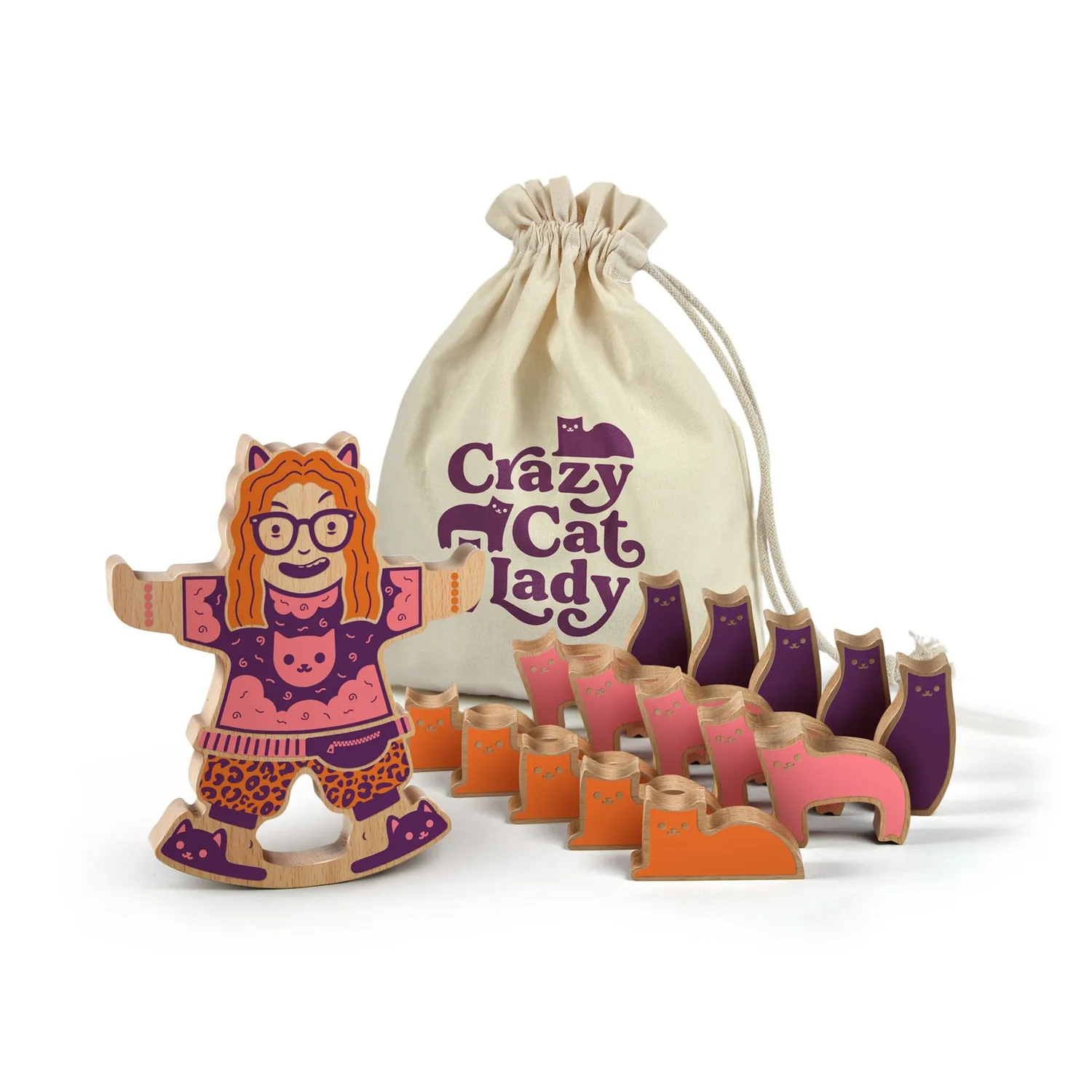 Fred Crazy Cat Lady stablespil træ 16 dele