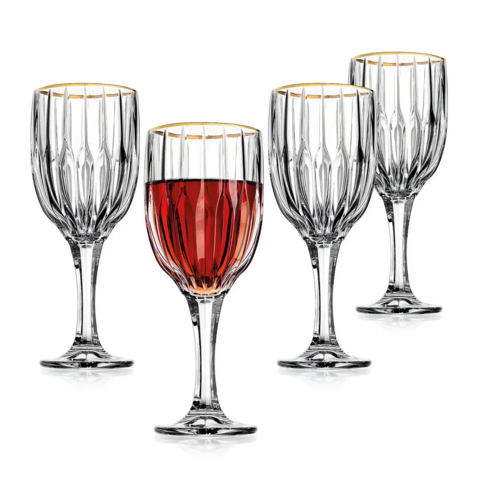 Godinger Pleat Gold Rim vinglas 4 stk guld