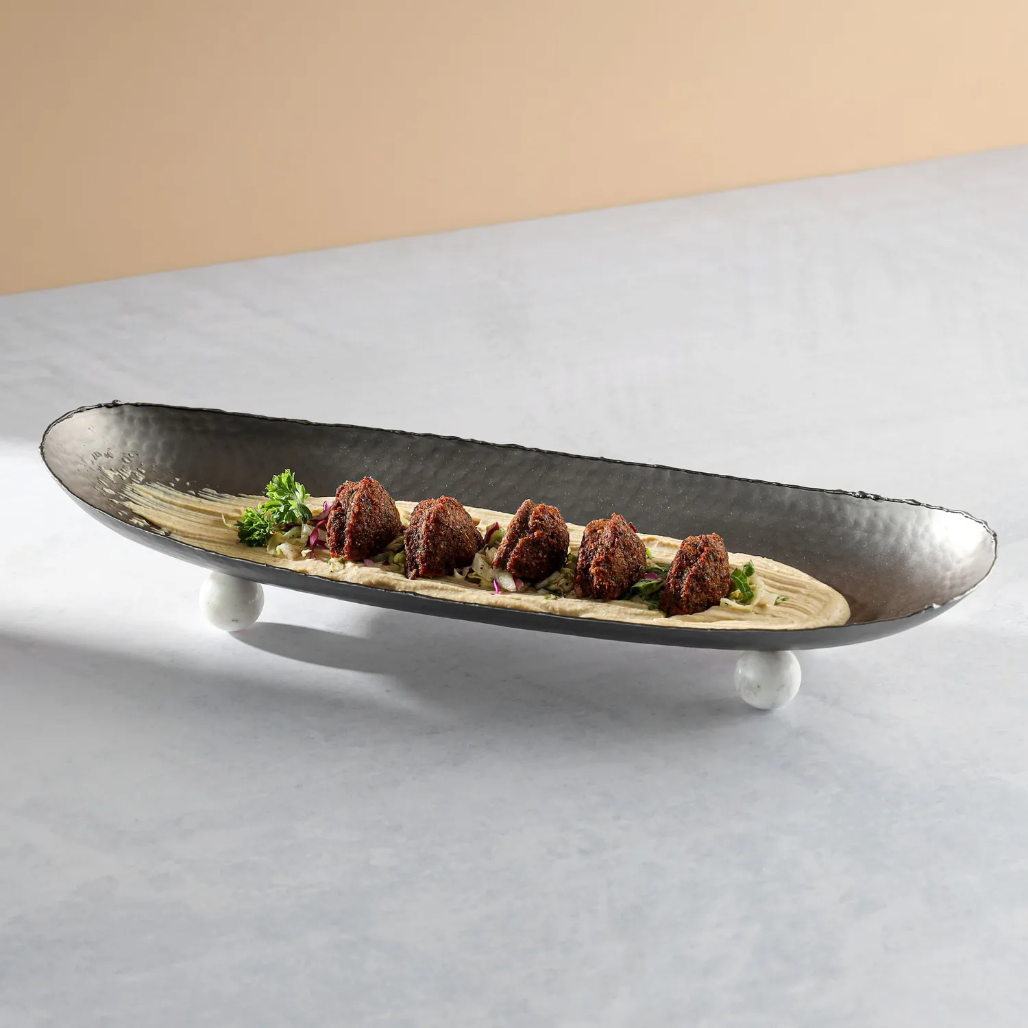 Godinger Temari Hammered Gunmetal serveringsfad oval