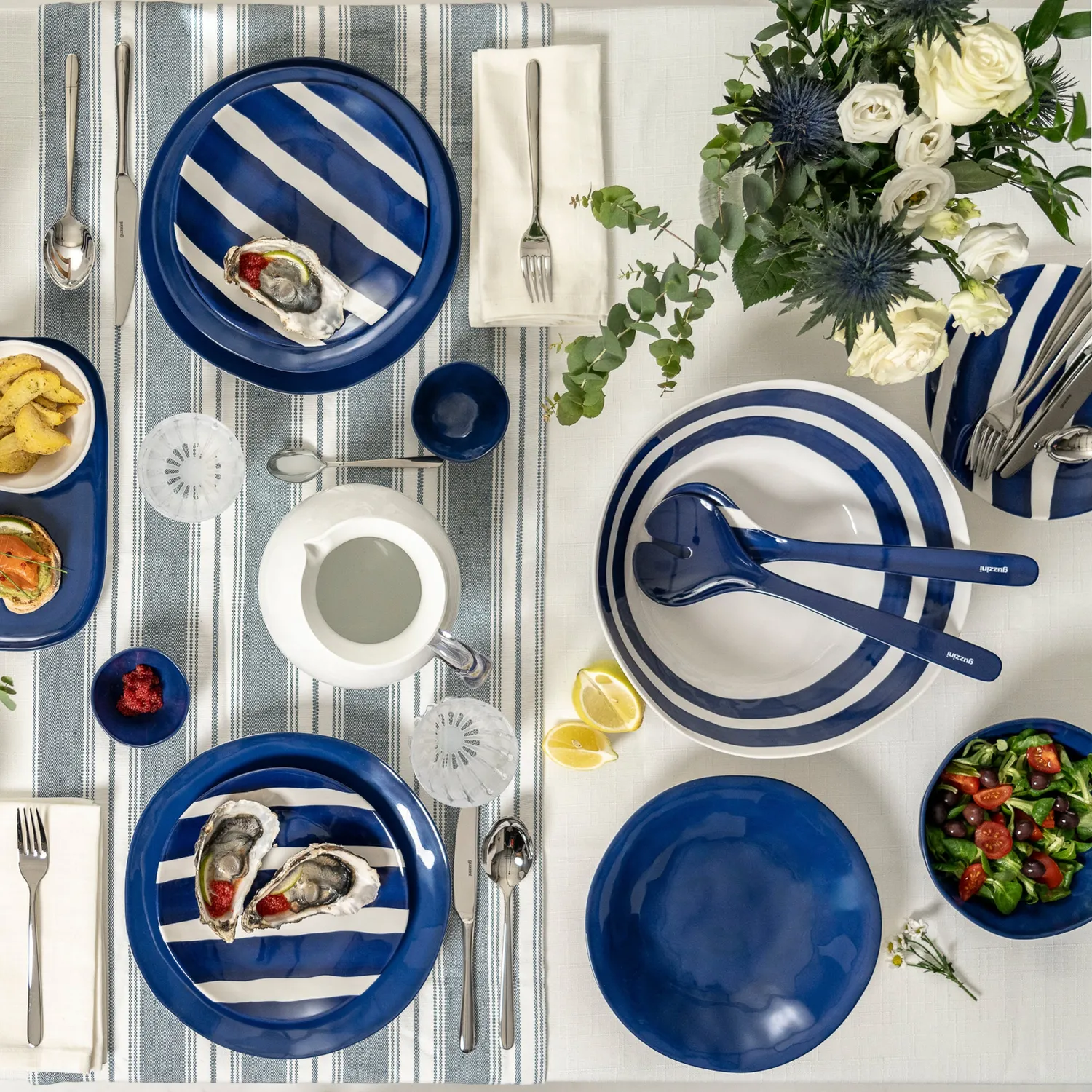 Guzzini Riviera salatbestik blå plast