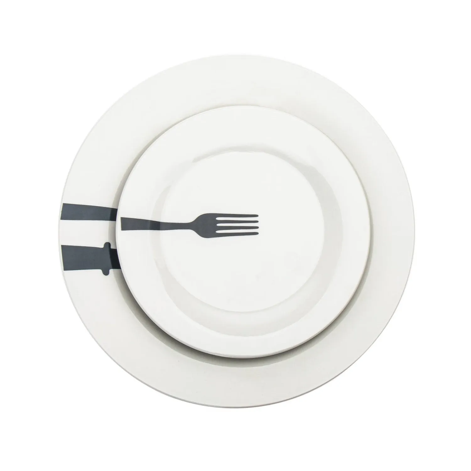 Godinger Acme middagsstel 16 dele hvid sort