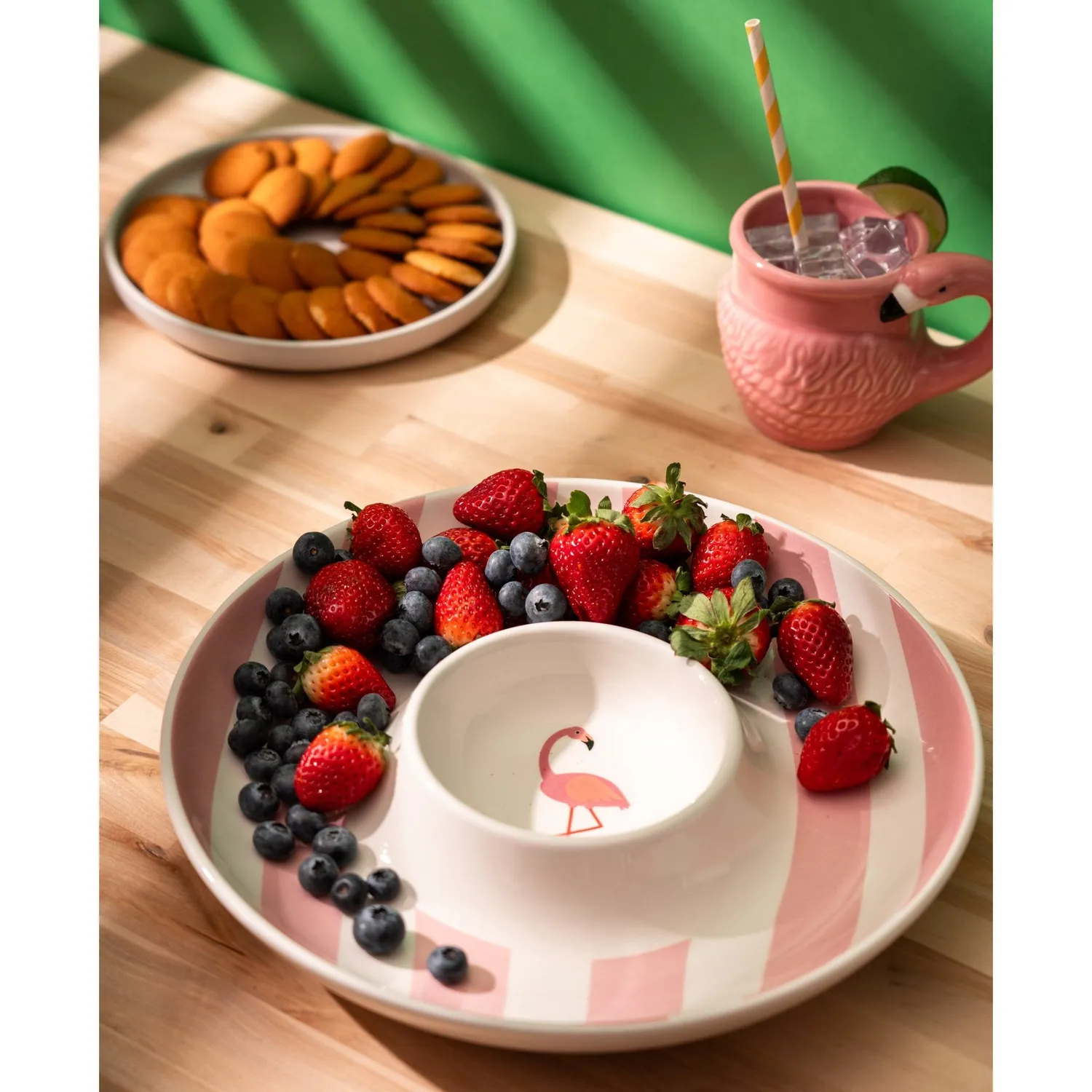 Godinger Jill Zarin Flamingo chip dip fad lyserød