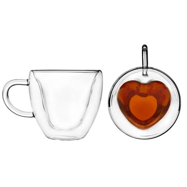Godinger Heart dobbeltvægget krus 2 stk klar 10 oz