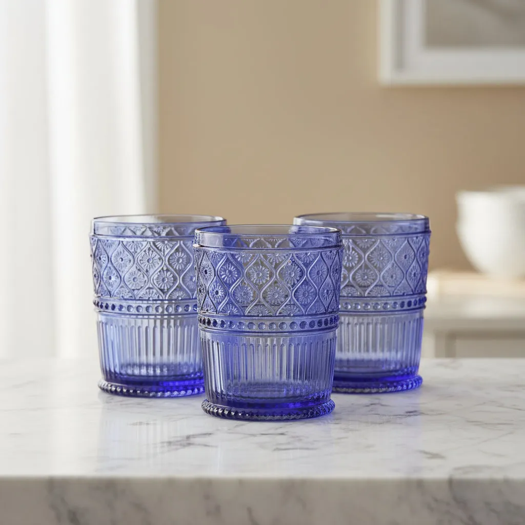 Godinger Claro Blue Double Old Fashion whiskyglas 4 stk blå