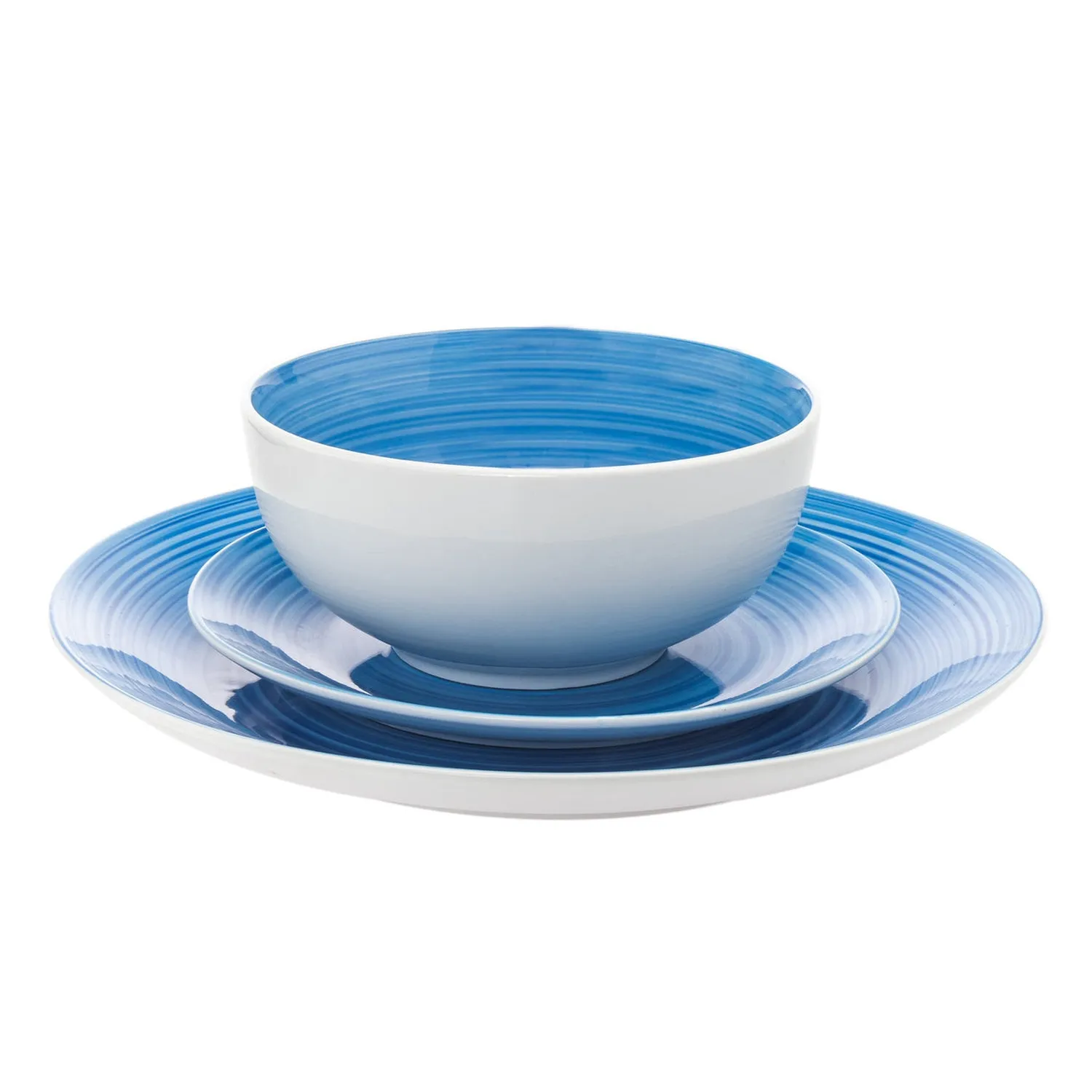 Godinger Spiral middagsservice 12 dele blå porcelæn