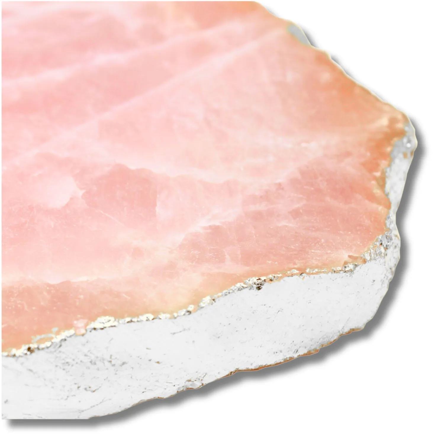 Godinger Rose Quartz Silver Edge serveringsbræt rosakvarts