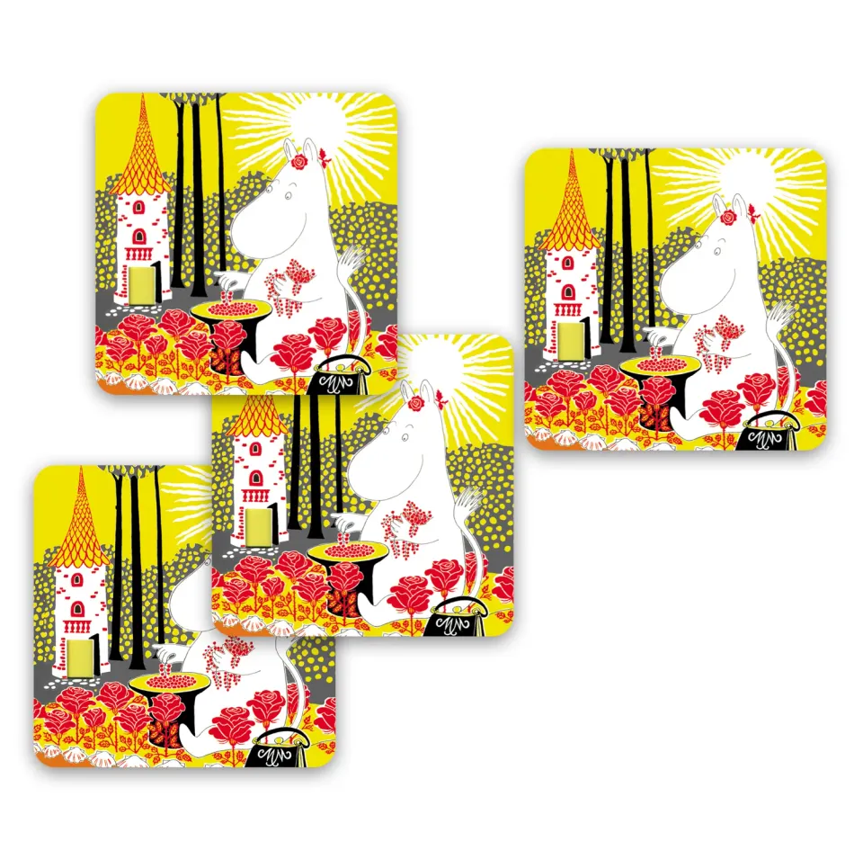 Opto Design Moomin Sunshine bordskånere 4-pak 9x9 cm