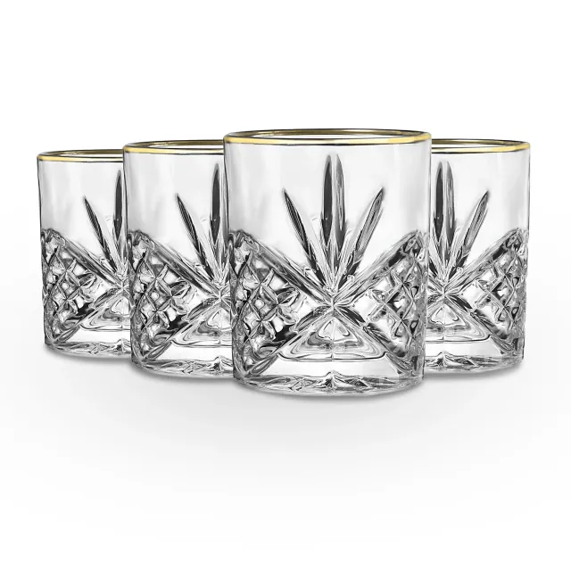 Godinger Dublin Gold Rim whiskyglas 4 stk guld