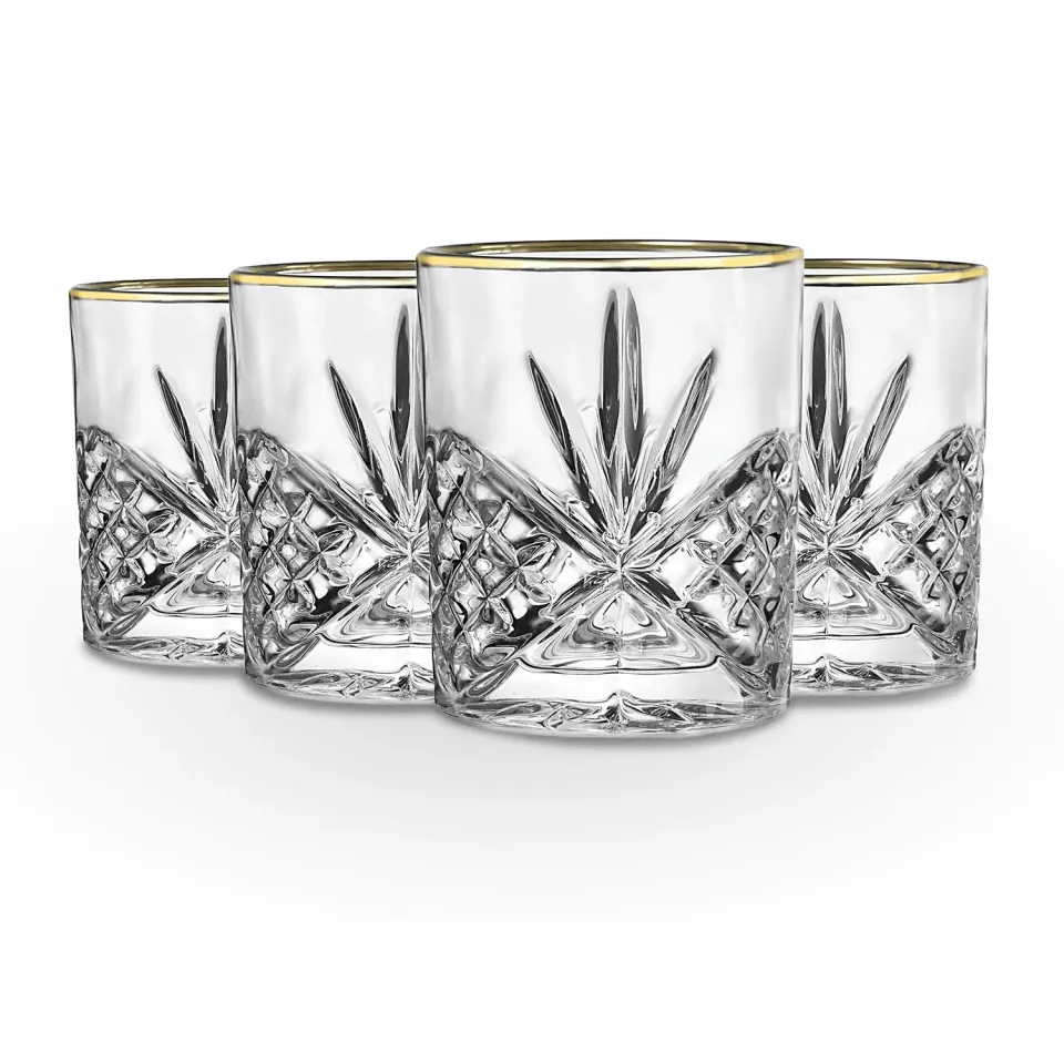 Godinger Dublin Gold Rim whiskyglas 4 stk guld