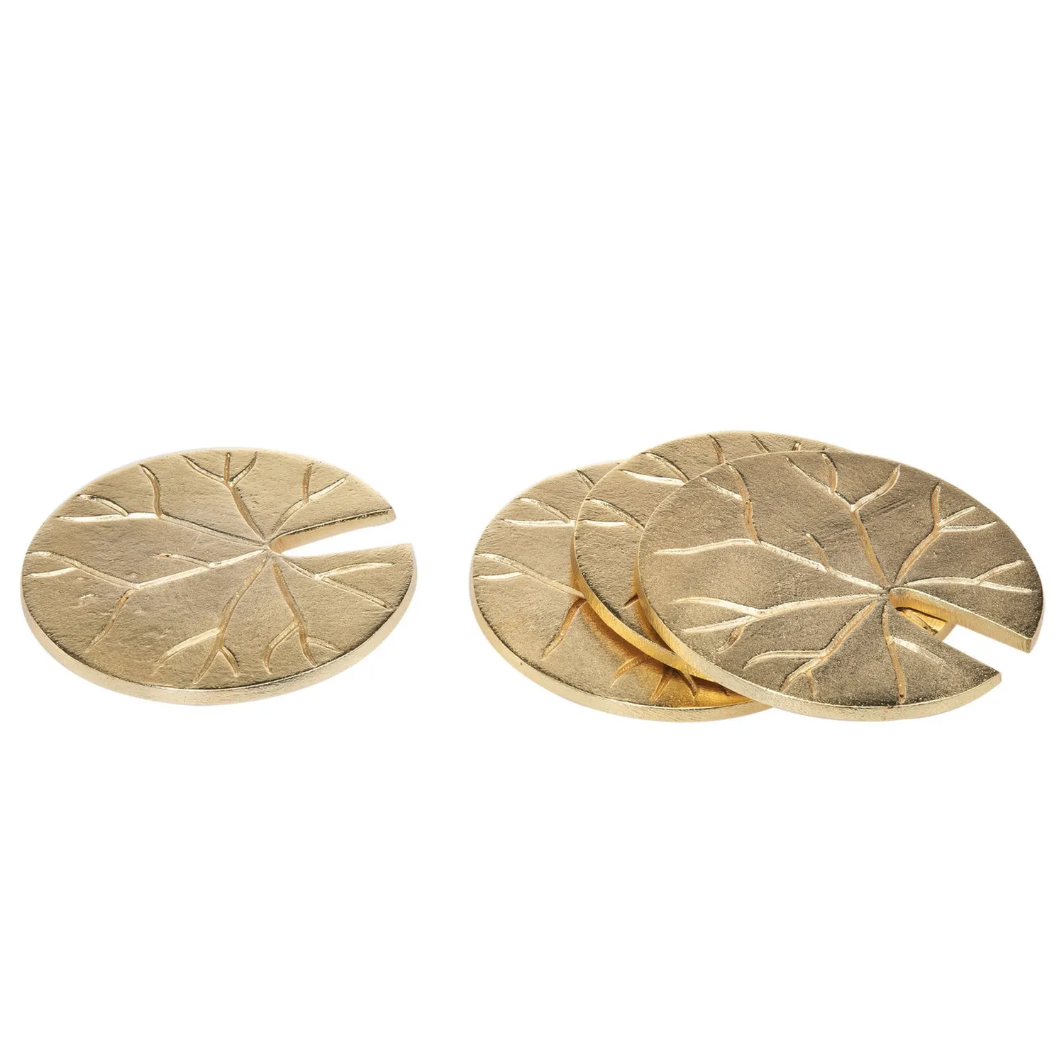 Godinger Lily Pad coastersæt guld metal