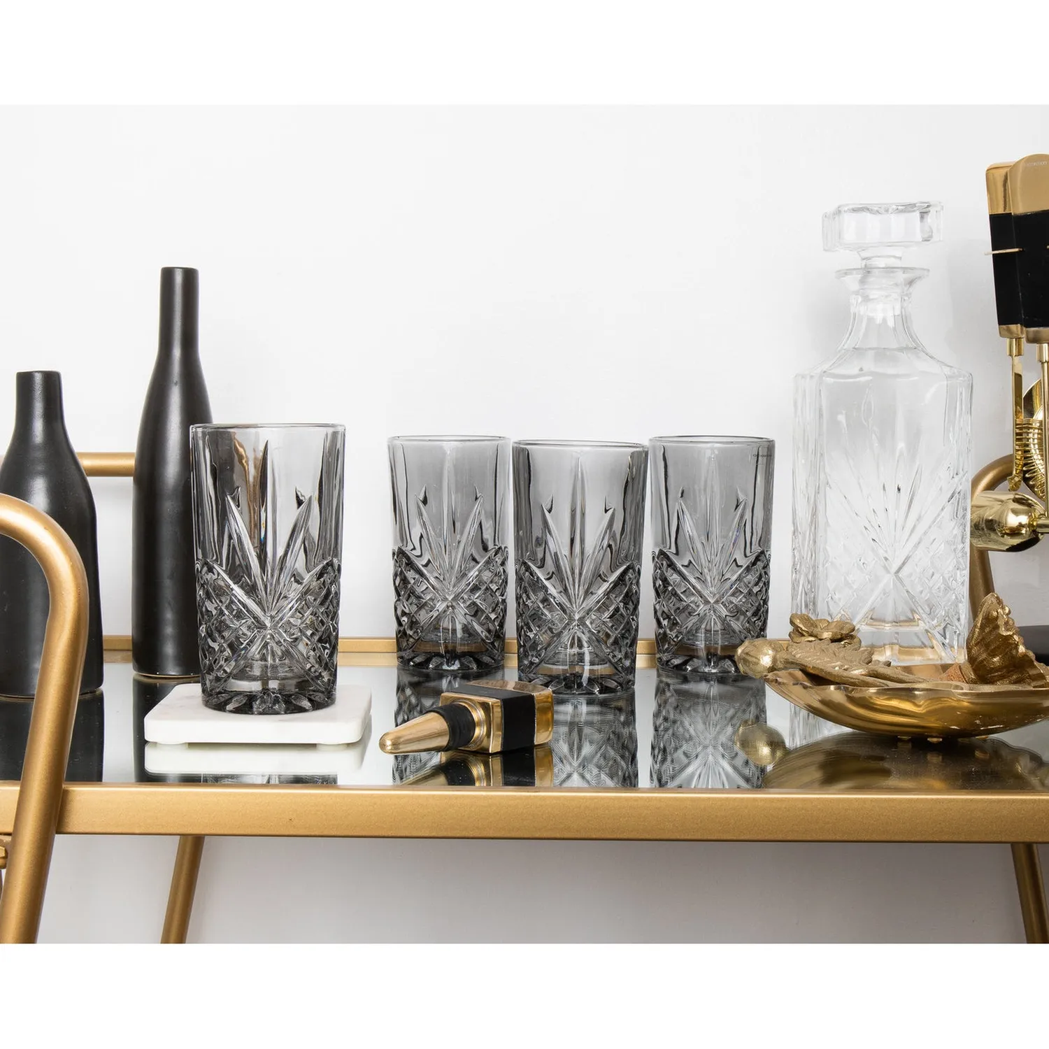 Godinger Dublin Midnight highball glas 4 stk røget krystal