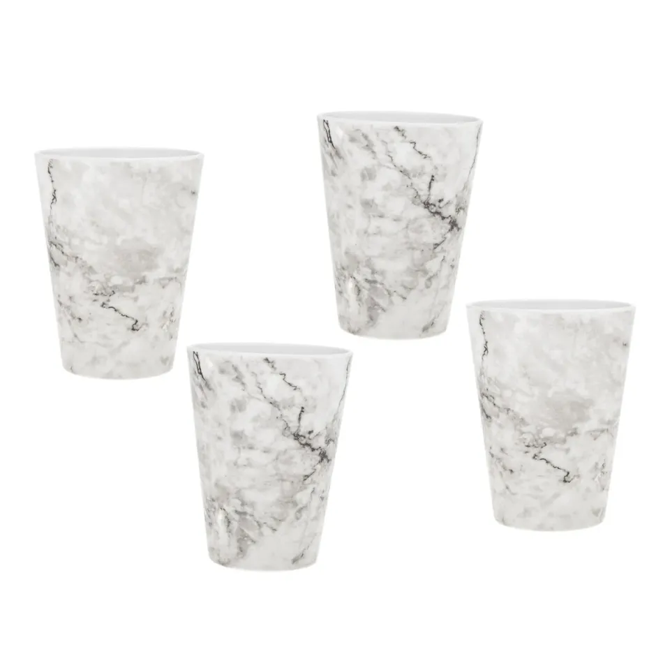 Godinger Marble Melamine tumbler 4 stk hvid grå marmor