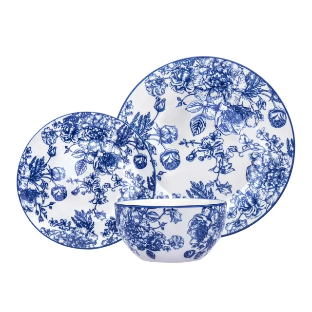 Godinger Banbury Blue spisestel 12 dele porcelæn