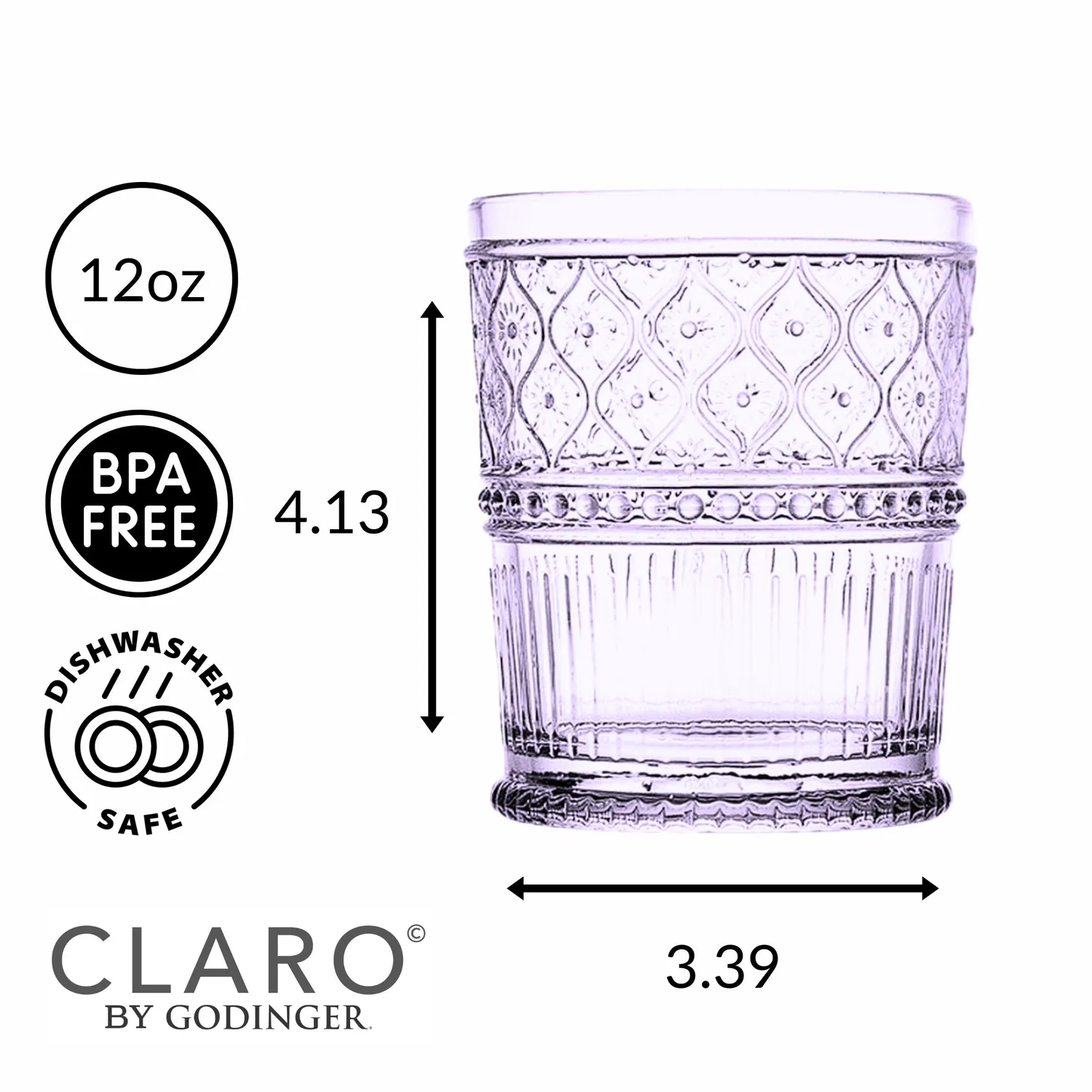 Godinger Claro Lavender whiskyglas 4 stk 12 oz lavendel
