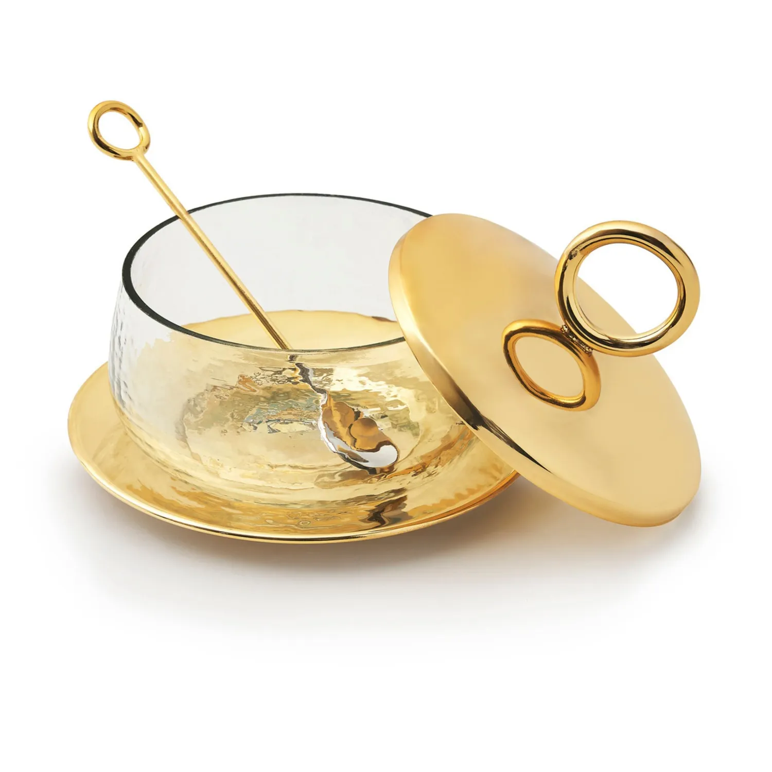 Godinger Sphere honningglas guld med ske og fad