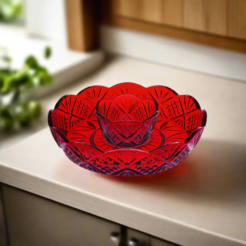 Godinger Dublin Mini chip-n-dip skål rød