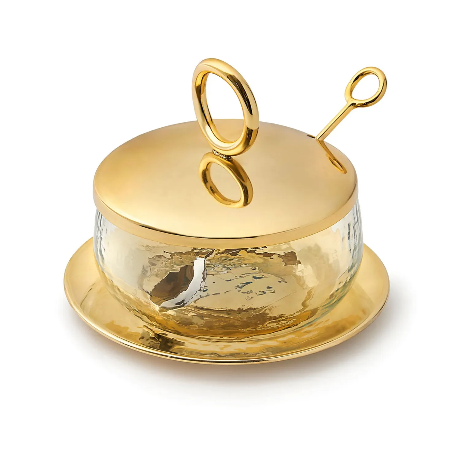 Godinger Sphere honningglas guld med ske og fad