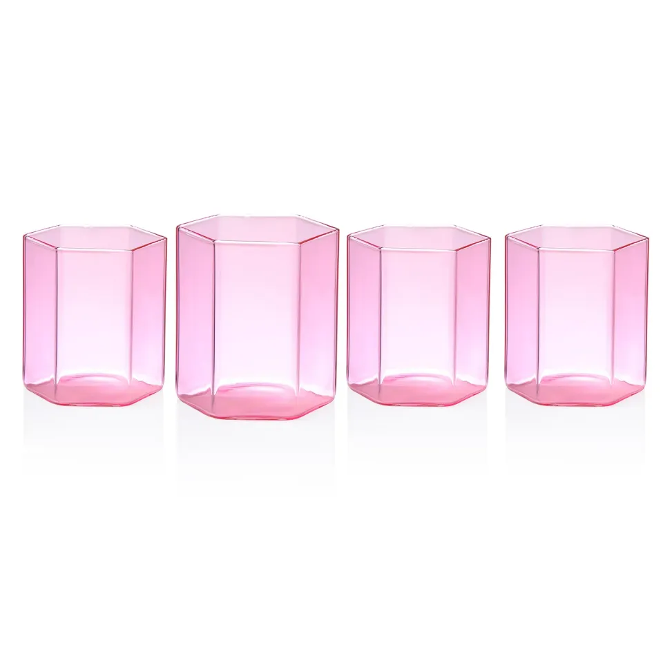 Godinger Helix Double Old Fashion whiskyglas 4 stk pink borosilikat