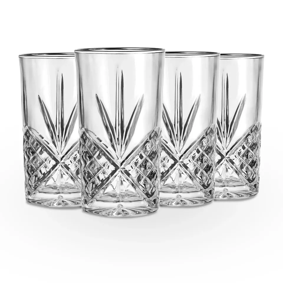 Godinger Dublin Platinum Rim highballglas 4 stk krystal