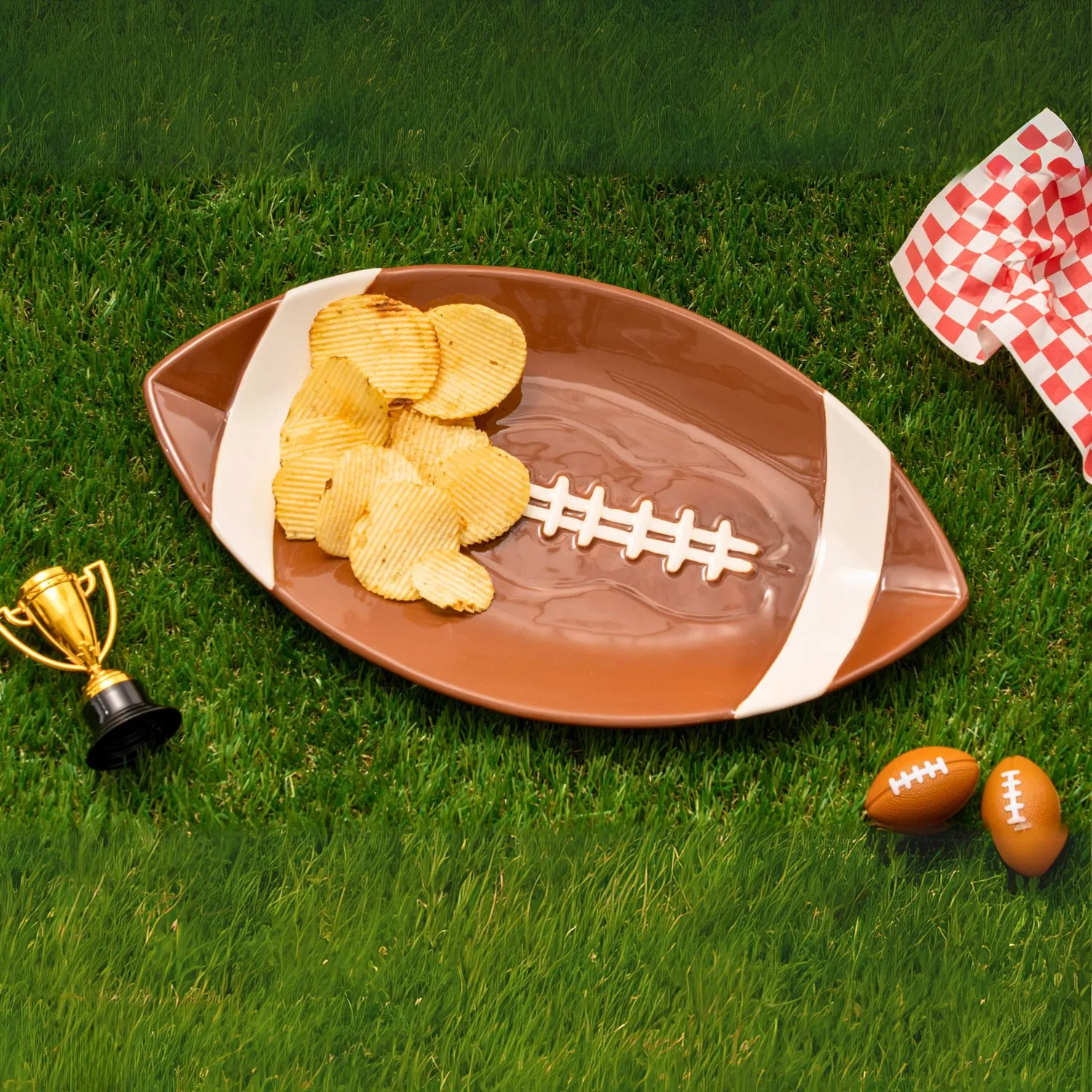 Godinger League Football fad porcelæn hvid-brun