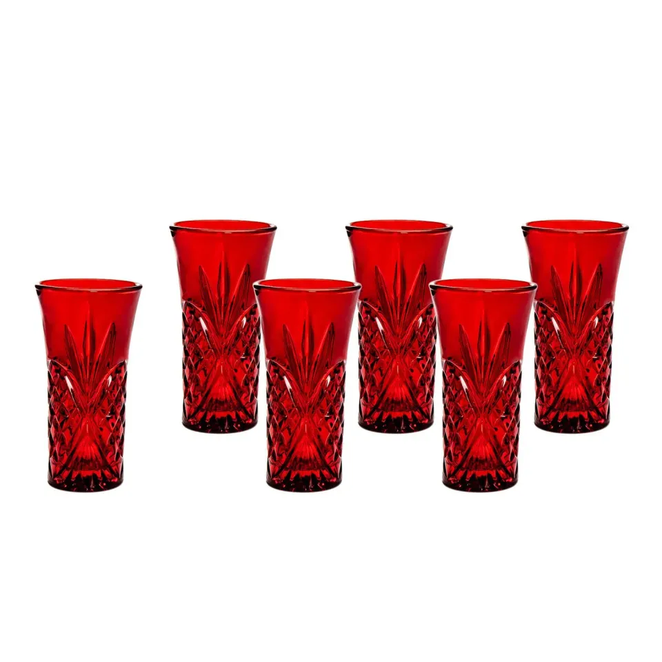 Godinger Dublin snapseglas rød krystal 6 stk 6 cl
