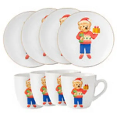 Godinger Bear tallerken krus sæt porcelæn 8 dele