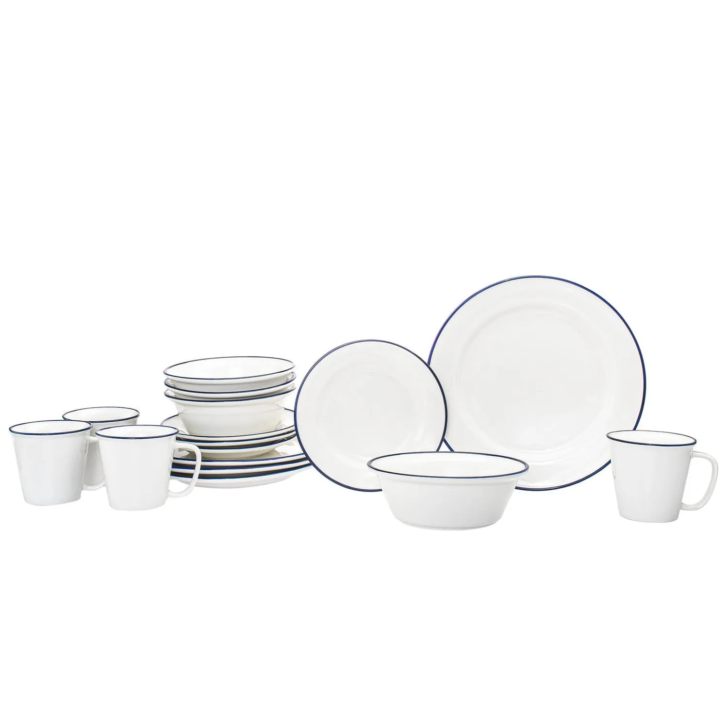 Godinger Bistro Blue Rim spisestel 16 dele porcelæn