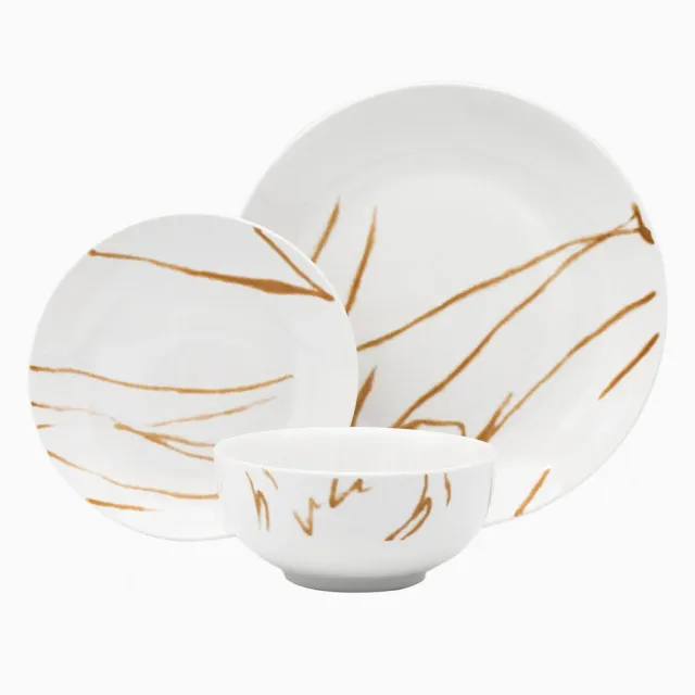 Godinger Boulon spisestel porcelæn guld 12 dele