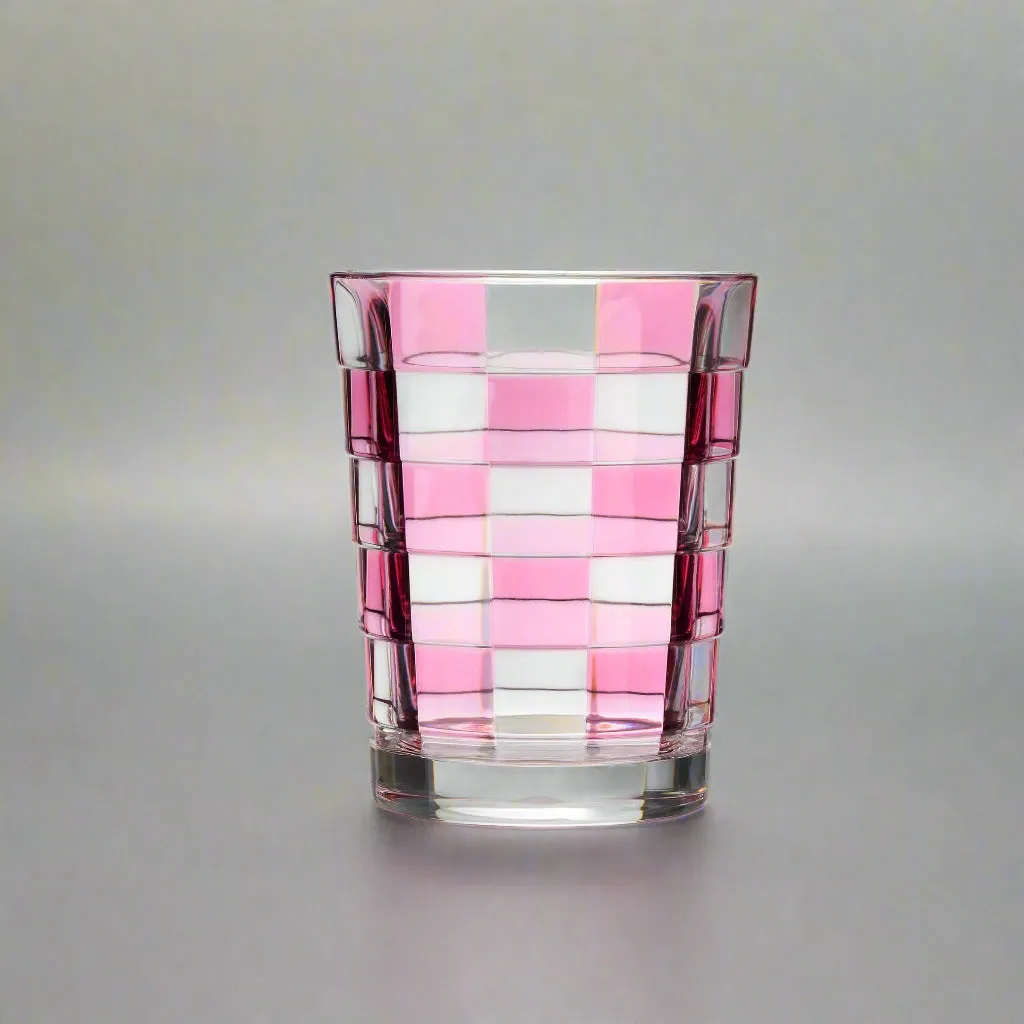 Godinger Pink Check drikkeglas akryl 49 cl lyserød