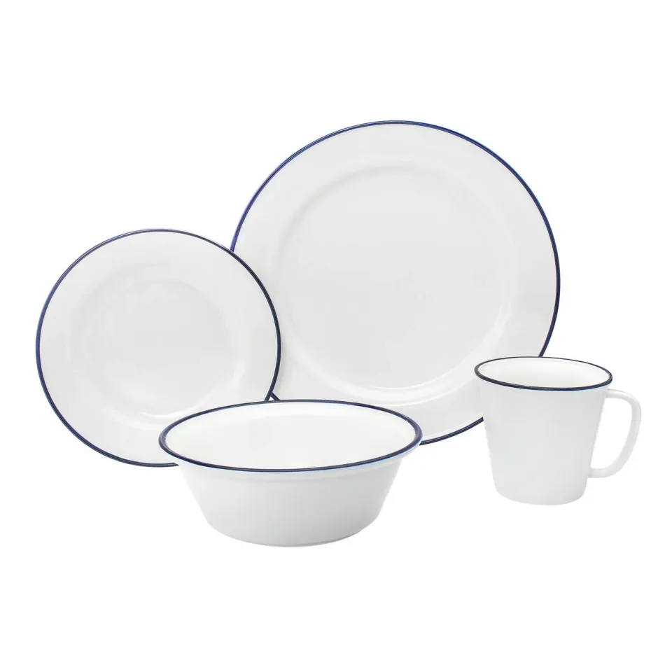Godinger Bistro Blue Rim spisestel 16 dele porcelæn