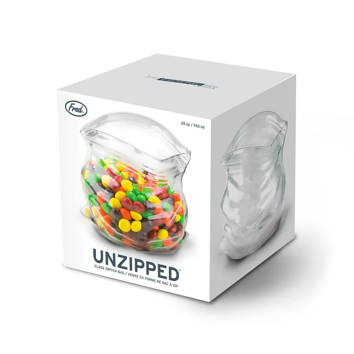 Fred Unzipped glasvase lynlåspose i glas