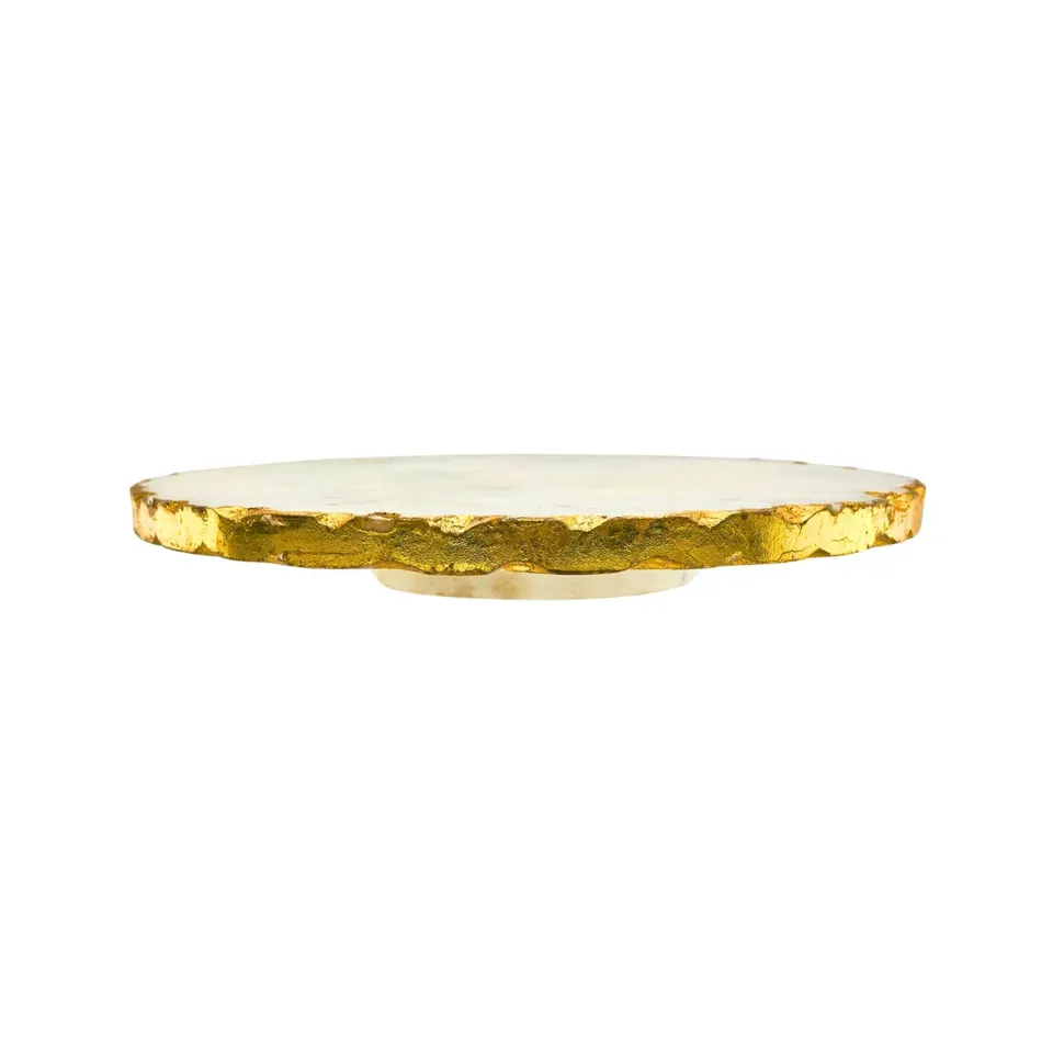 Godinger Lavi drejefad marmor hvid guld 28 cm