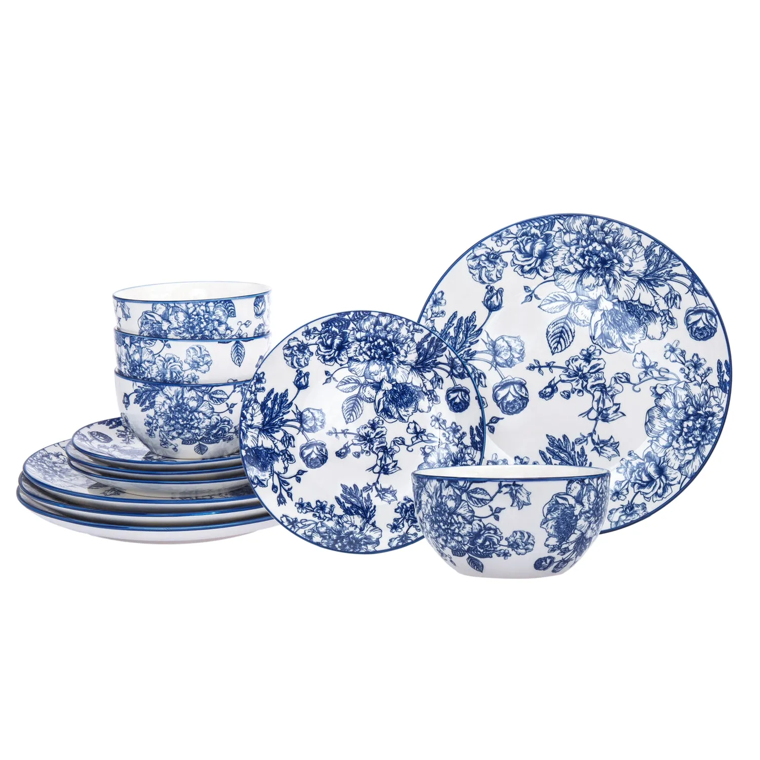 Godinger Banbury Blue spisestel 12 dele porcelæn