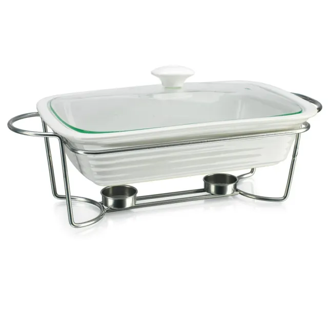 Godinger Natura Rectangle Baker ovnfad hvid med stativ