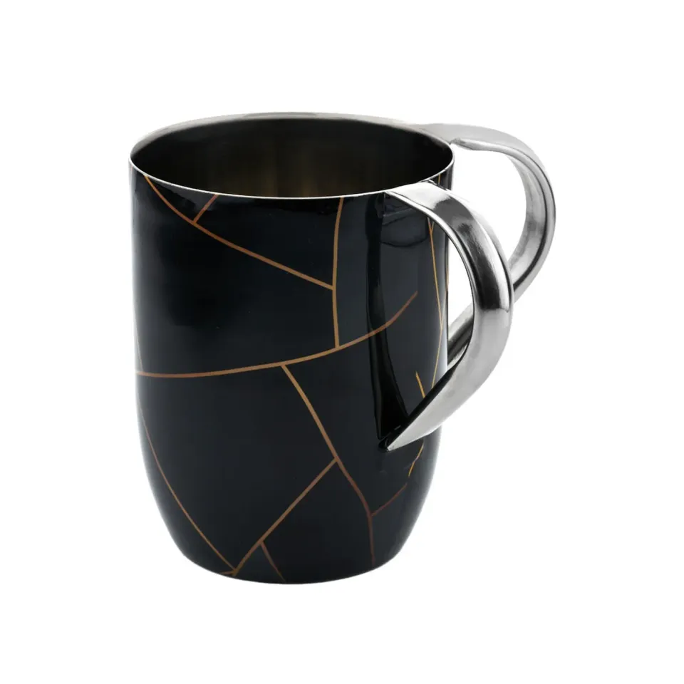 Godinger Abstract Lines skyllekop stål sort guld 850 ml