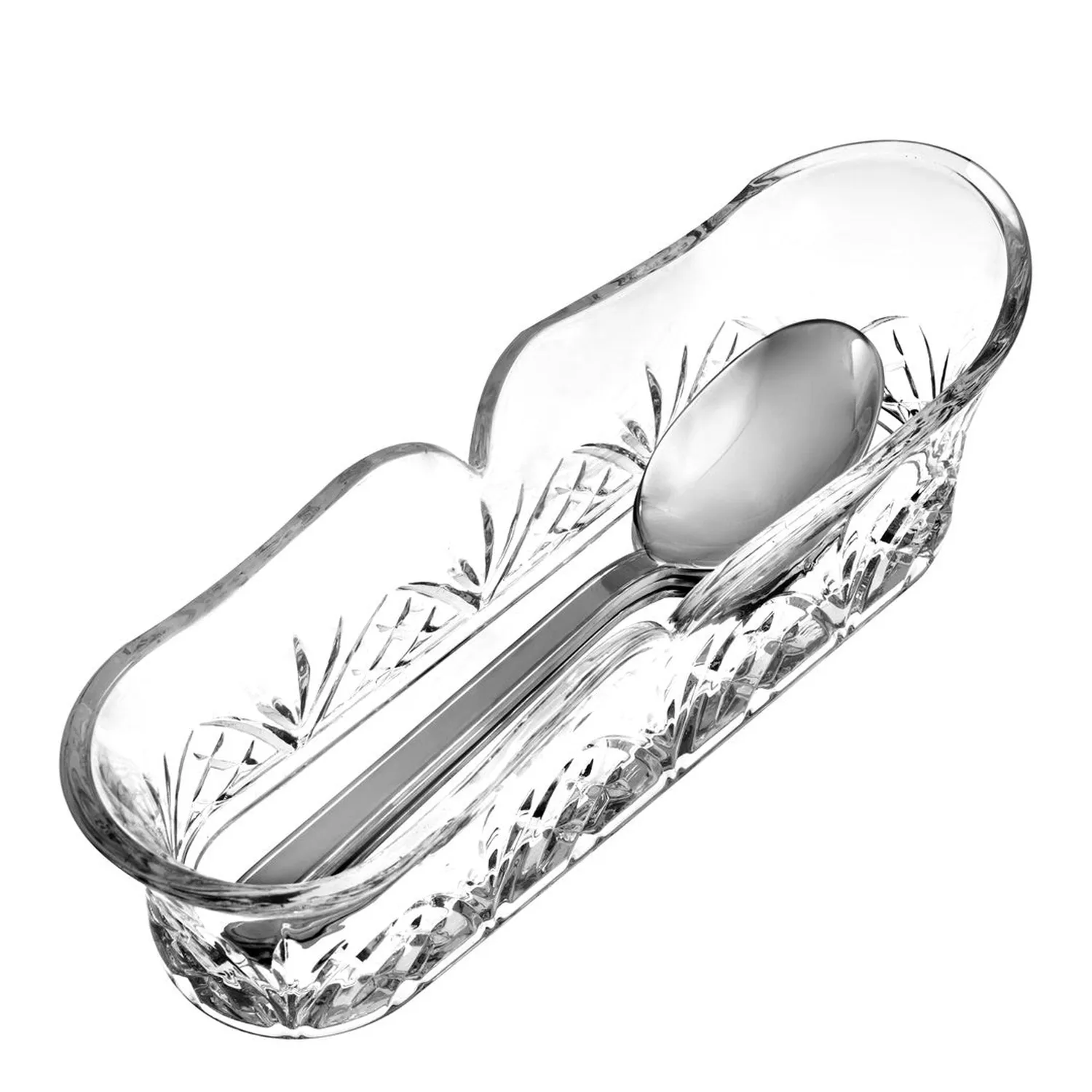 Godinger Dublin Crystal Fork & Spoon Caddy bestikholder klar blyfri