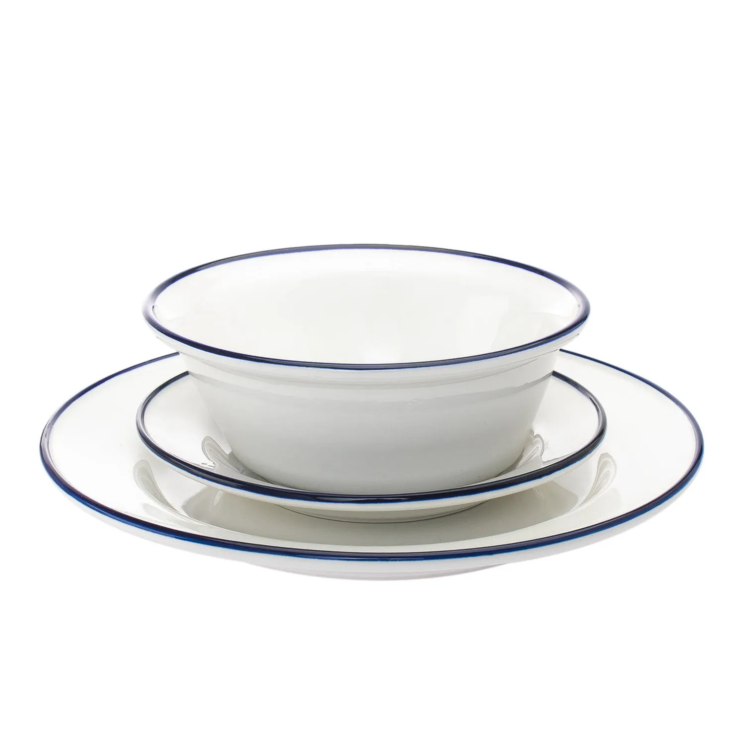 Godinger Bistro Blue Rim spisestel 16 dele porcelæn