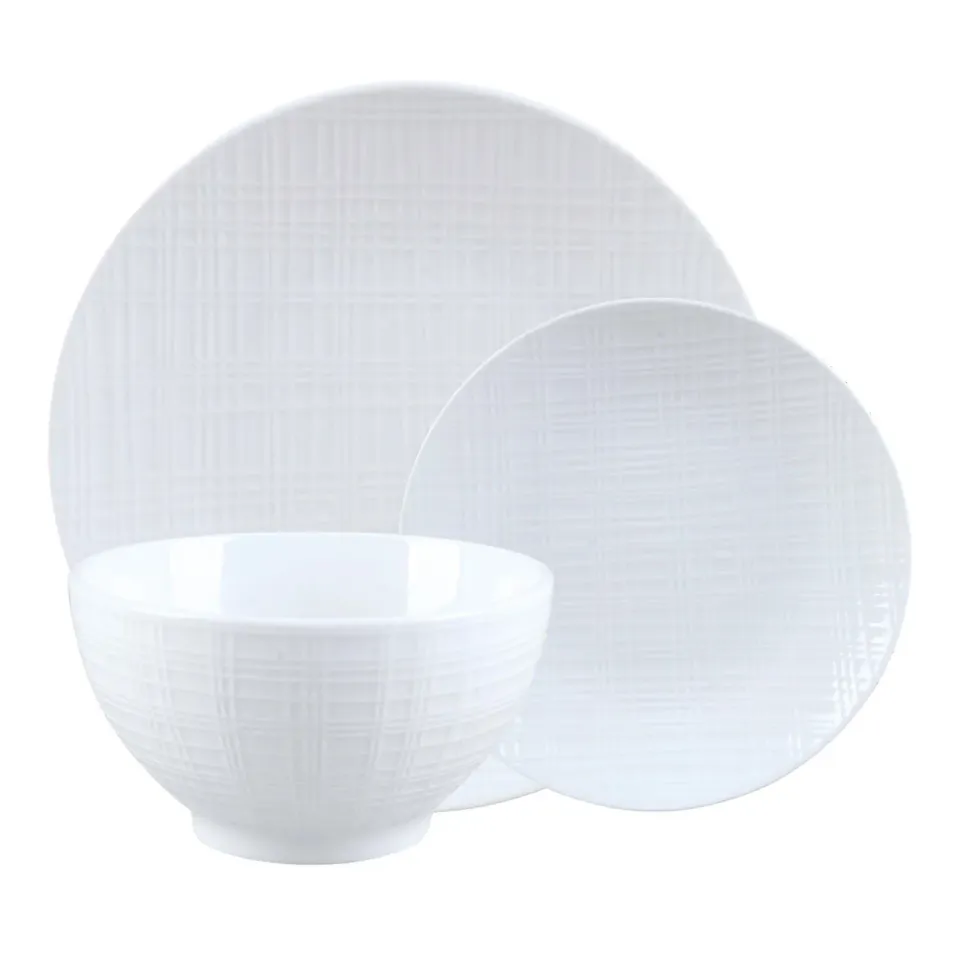 Godinger Freemont middagsservice 12 dele hvid porcelæn