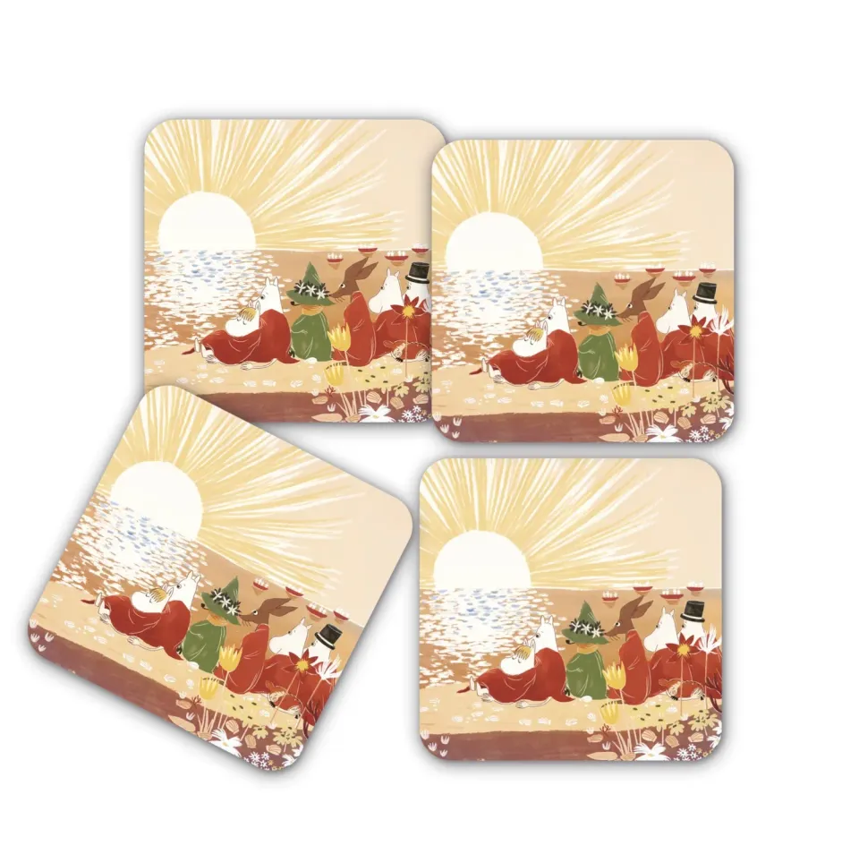Opto Design Moomin Sunset Reddish bordskånere 4-pak 9x9 cm