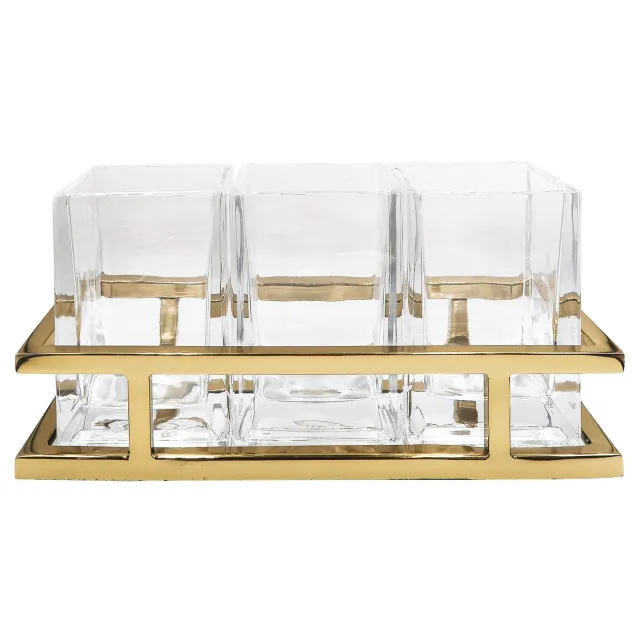 Godinger Aspen bestikholder caddy guld glas