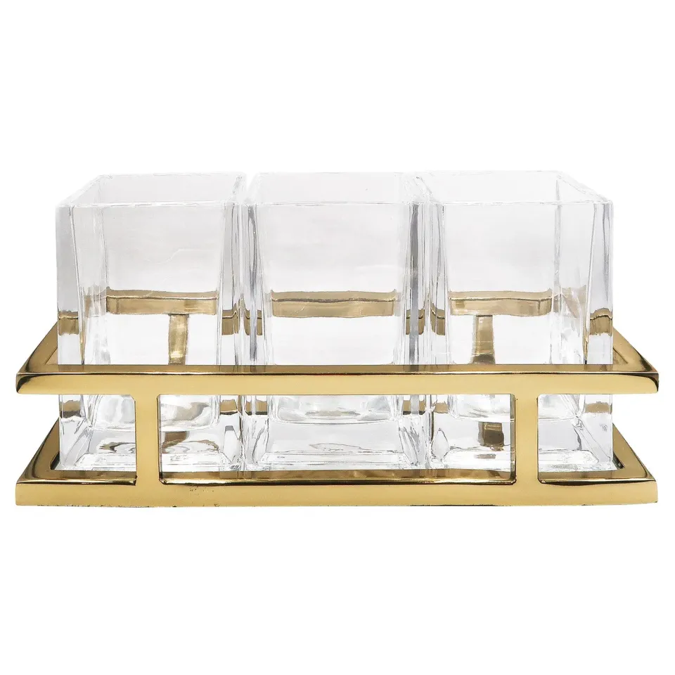 Godinger Aspen bestikholder caddy guld glas