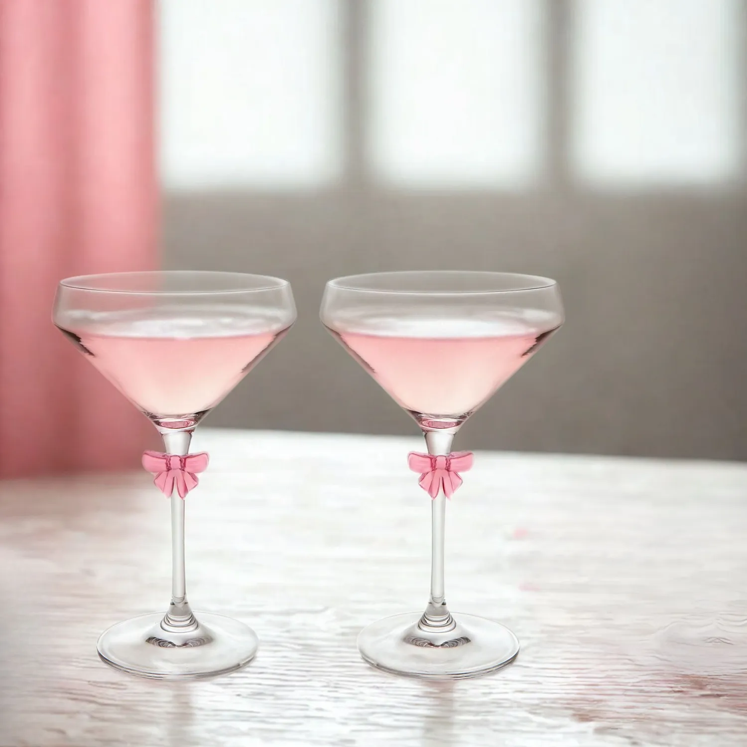 Godinger Pink Bow coupeglas 2 stk lyserød