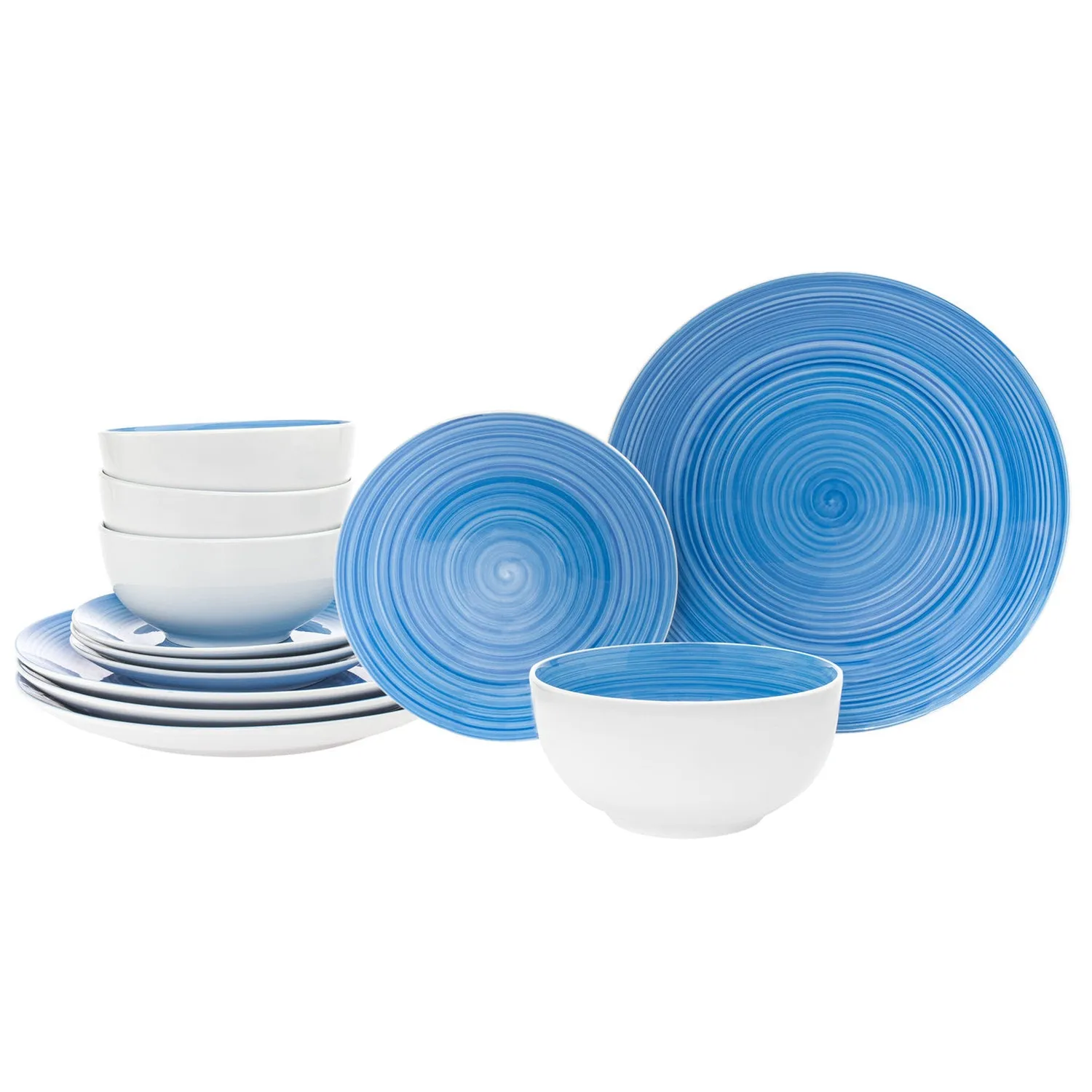 Godinger Spiral middagsservice 12 dele blå porcelæn