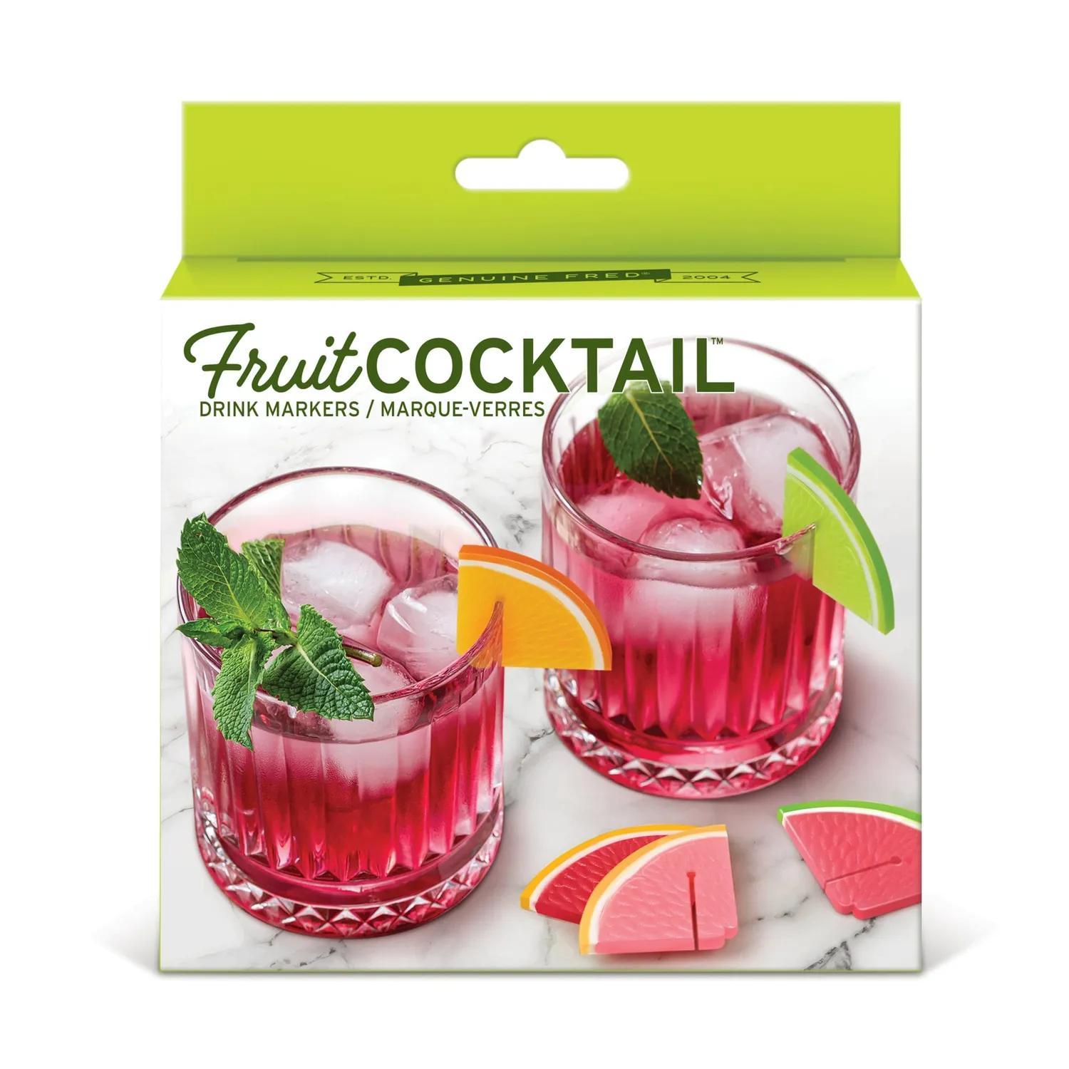 Fred Fruit Cocktail glasmarkører citrus 6 stk. silikone