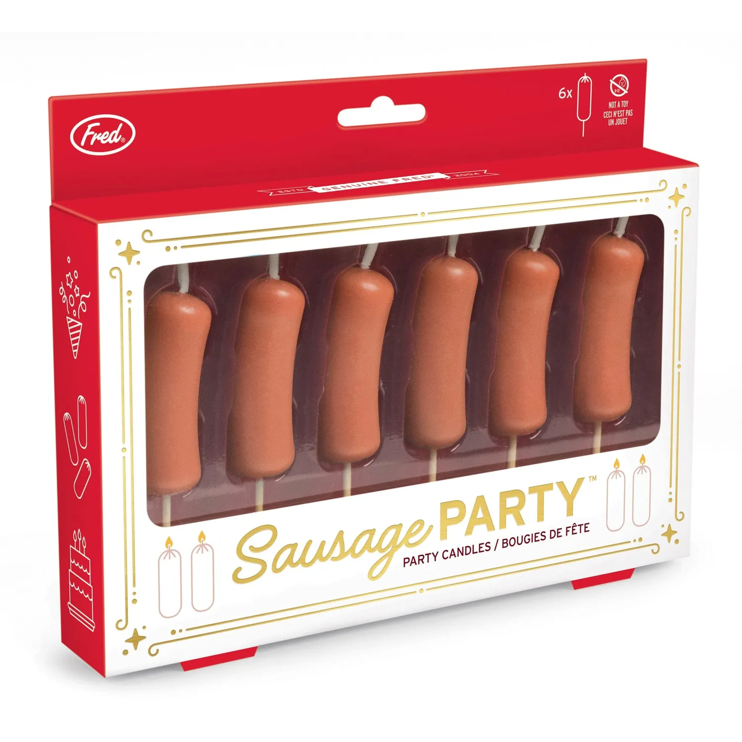 Fred Sausage Party fødselsdagslys 6-pak pølse