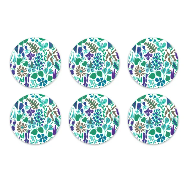 Opto Design Herbarium Turquoise glasbrikker 6-pak turkis