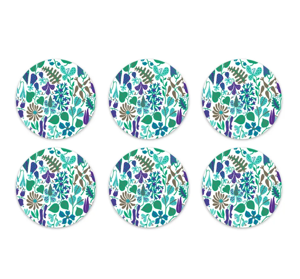 Opto Design Herbarium Turquoise glasbrikker 6-pak turkis