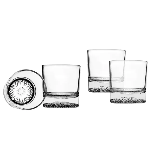 Godinger Dublin Contempo Double Old Fashion whiskyglas sæt med 4 krystal